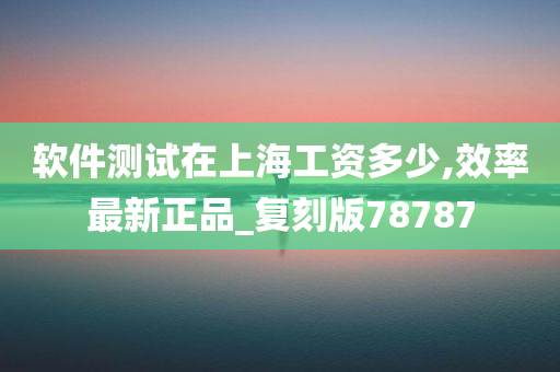 软件测试在上海工资多少,效率最新正品_复刻版78787