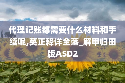 代理记账都需要什么材料和手续呢,英正释详全落_解甲归田版ASD2