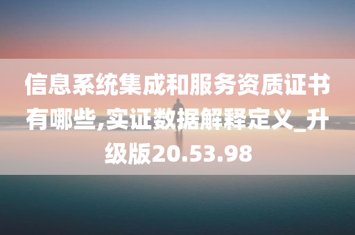 信息系统集成和服务资质证书有哪些,实证数据解释定义_升级版20.53.98