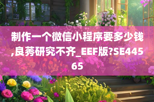 制作一个微信小程序要多少钱,良莠研究不齐_EEF版?SE44565