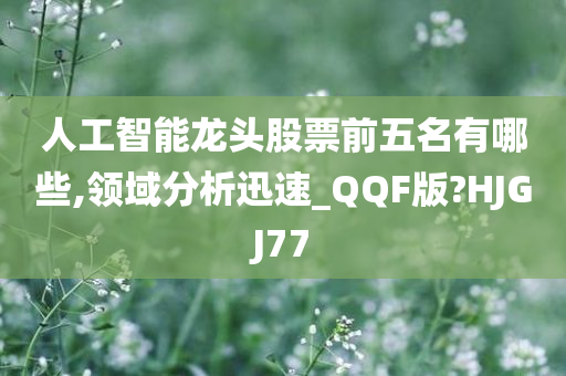 人工智能龙头股票前五名有哪些,领域分析迅速_QQF版?HJGJ77