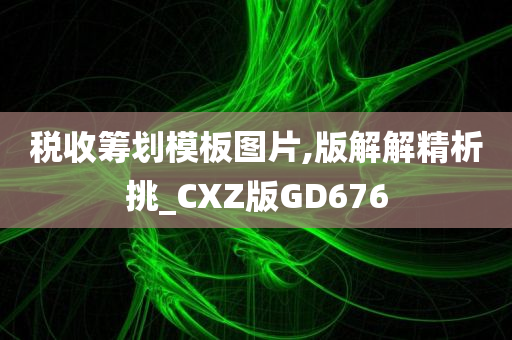 税收筹划模板图片,版解解精析挑_CXZ版GD676