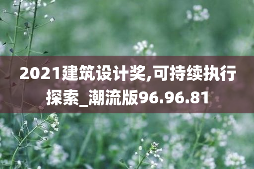 2021建筑设计奖,可持续执行探索_潮流版96.96.81