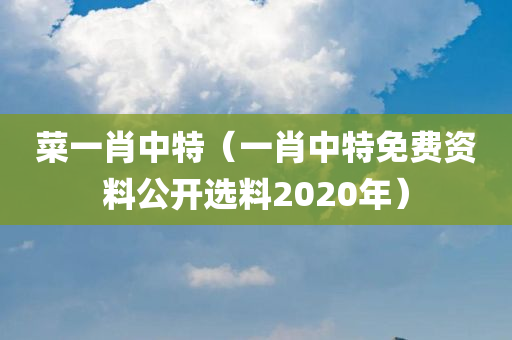 菜一肖中特（一肖中特免费资料公开选料2020年）