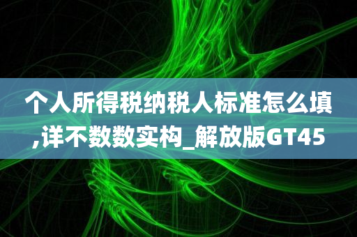 个人所得税纳税人标准怎么填,详不数数实构_解放版GT45