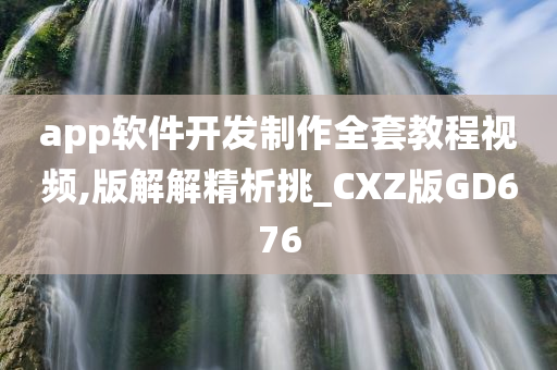 app软件开发制作全套教程视频,版解解精析挑_CXZ版GD676