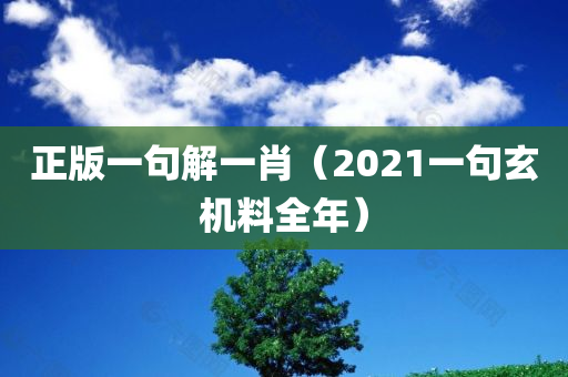 正版一句解一肖（2021一句玄机料全年）