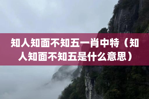 知人知面不知五一肖中特（知人知面不知五是什么意思）