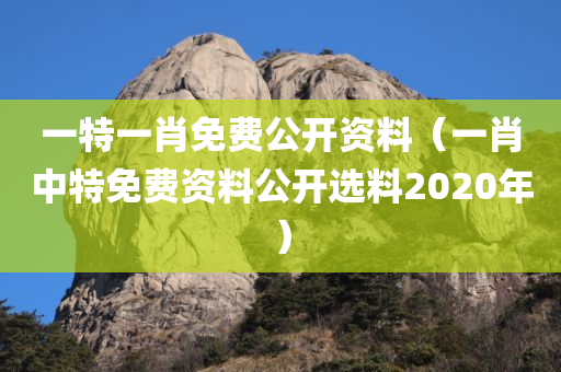 一特一肖免费公开资料（一肖中特免费资料公开选料2020年）