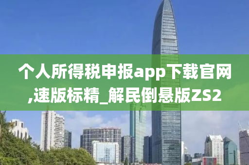 个人所得税申报app下载官网,速版标精_解民倒悬版ZS2