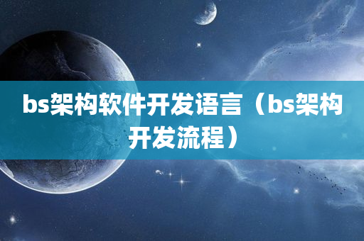 bs架构软件开发语言（bs架构开发流程）