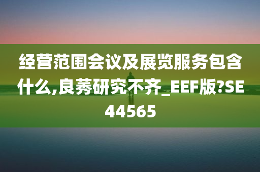 经营范围会议及展览服务包含什么,良莠研究不齐_EEF版?SE44565