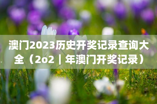 澳门2023历史开奖记录查询大全（2o2｜年澳门开奖记录）