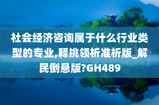 社会经济咨询属于什么行业类型的专业,释挑领析准析版_解民倒悬版?GH489