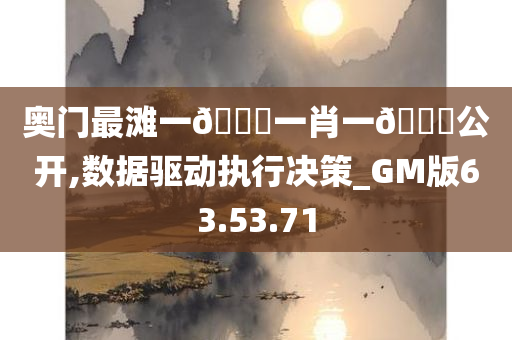 奥门最滩一??一肖一??公开,数据驱动执行决策_GM版63.53.71