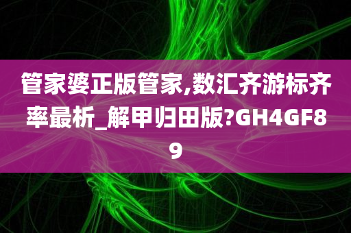 管家婆正版管家,数汇齐游标齐率最析_解甲归田版?GH4GF89