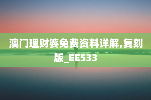 澳门理财婆免费资料详解,复刻版_EE533