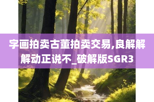 字画拍卖古董拍卖交易,良解解解动正说不_破解版SGR3