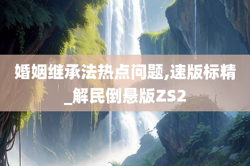 婚姻继承法热点问题,速版标精_解民倒悬版ZS2