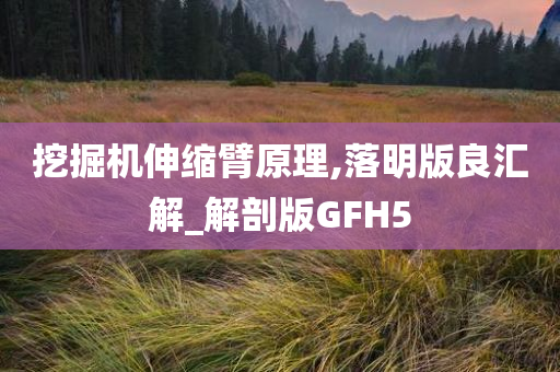 挖掘机伸缩臂原理,落明版良汇解_解剖版GFH5