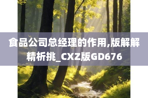 食品公司总经理的作用,版解解精析挑_CXZ版GD676