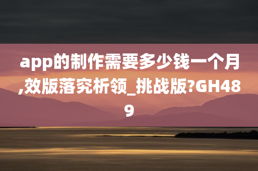 app的制作需要多少钱一个月,效版落究析领_挑战版?GH489