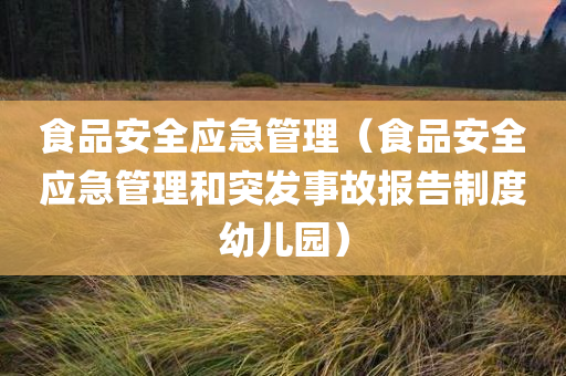 食品安全应急管理（食品安全应急管理和突发事故报告制度幼儿园）