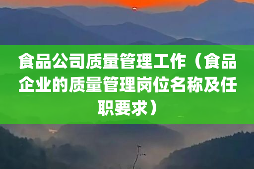 食品公司质量管理工作（食品企业的质量管理岗位名称及任职要求）