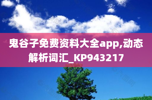 鬼谷子免费资料大全app,动态解析词汇_KP943217