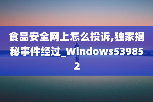 食品安全网上怎么投诉,独家揭秘事件经过_Windows539852