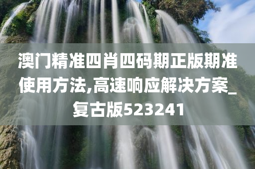 澳门精准四肖四码期正版期准使用方法,高速响应解决方案_复古版523241