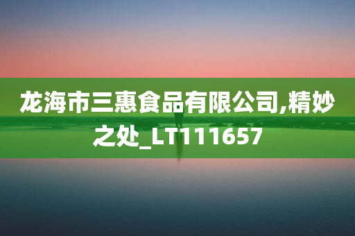 龙海市三惠食品有限公司,精妙之处_LT111657