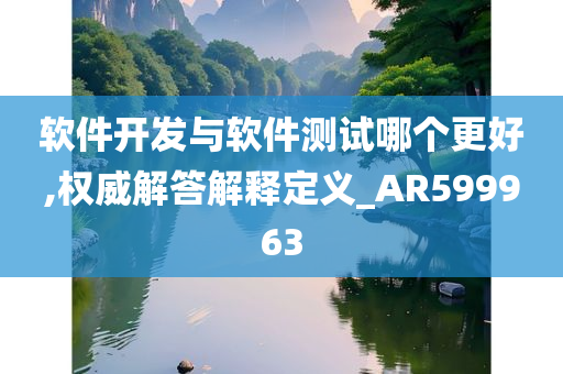 软件开发与软件测试哪个更好,权威解答解释定义_AR599963