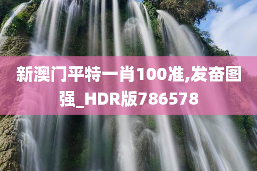 新澳门平特一肖100准,发奋图强_HDR版786578