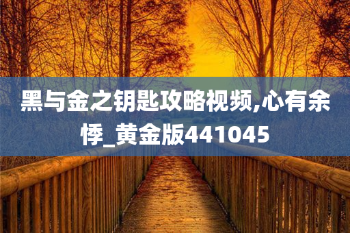 黑与金之钥匙攻略视频,心有余悸_黄金版441045