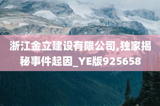 浙江金立建设有限公司,独家揭秘事件起因_YE版925658