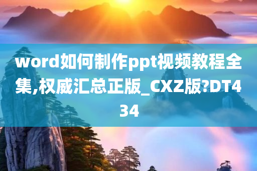 word如何制作ppt视频教程全集,权威汇总正版_CXZ版?DT434