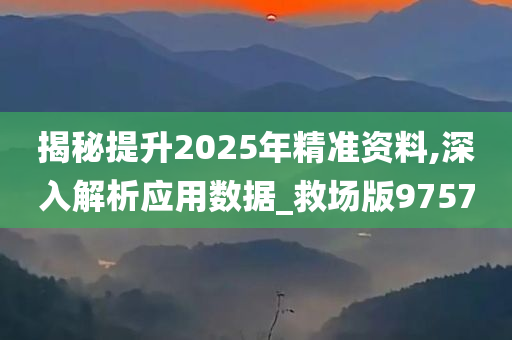 揭秘提升2025年精准资料,深入解析应用数据_救场版9757