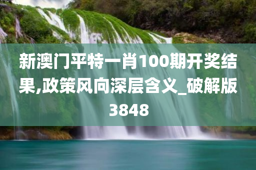 新澳门平特一肖100期开奖结果,政策风向深层含义_破解版3848