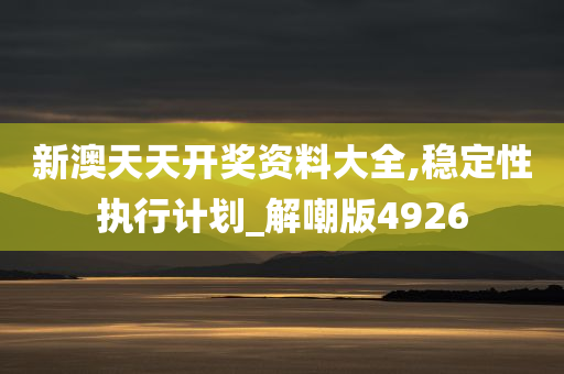 新澳天天开奖资料大全,稳定性执行计划_解嘲版4926