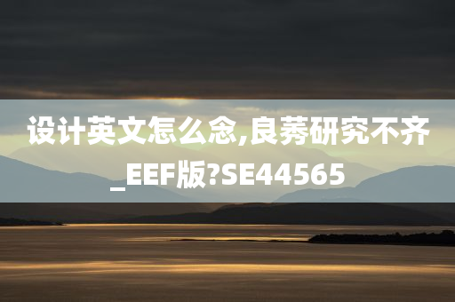 设计英文怎么念,良莠研究不齐_EEF版?SE44565