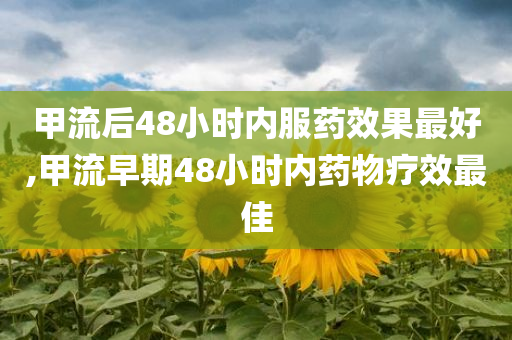 甲流后48小时内服药效果最好,甲流早期48小时内药物疗效最佳