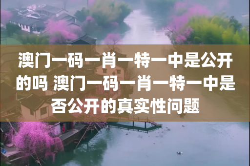 澳门一码一肖一特一中是公开的吗 澳门一码一肖一特一中是否公开的真实性问题