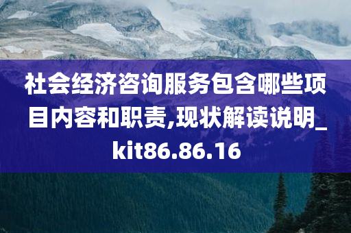 社会经济咨询服务包含哪些项目内容和职责,现状解读说明_kit86.86.16