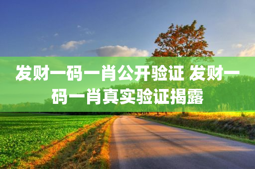 发财一码一肖公开验证 发财一码一肖真实验证揭露