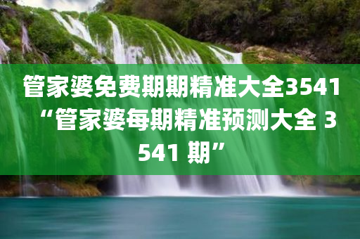 管家婆免费期期精准大全3541 “管家婆每期精准预测大全 3541 期”