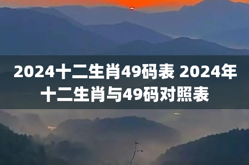 2024十二生肖49码表 2024年十二生肖与49码对照表