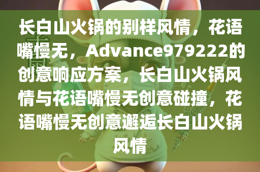 长白山火锅的别样风情，花语嘴慢无，Advance979222的创意响应方案，长白山火锅风情与花语嘴慢无创意碰撞，花语嘴慢无创意邂逅长白山火锅风情