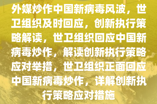 外媒炒作中国新病毒风波，世卫组织及时回应，创新执行策略解读，世卫组织回应中国新病毒炒作，解读创新执行策略应对举措，世卫组织正面回应中国新病毒炒作，详解创新执行策略应对措施