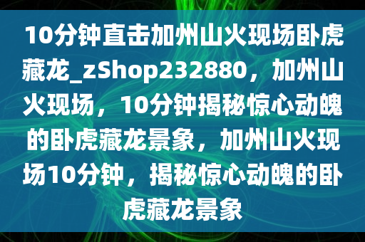 10分钟直击加州山火现场卧虎藏龙_zShop232880，加州山火现场，10分钟揭秘惊心动魄的卧虎藏龙景象，加州山火现场10分钟，揭秘惊心动魄的卧虎藏龙景象